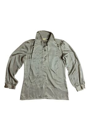Vintage Gordon of Philadelphia Gold Satin Chevron Blouse Size 6
